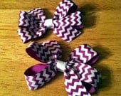 Pigtail Set of Purple Chevron Print Pinwheel Style Hairbows