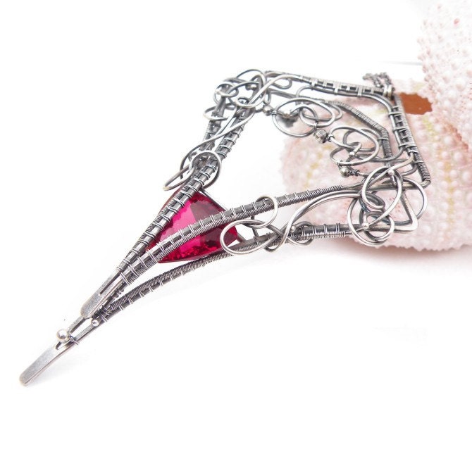 Bold wire wrap necklace , wire wrapped jewelry , sterling wirework pendant , red gemstone necklace , silver fine jewelry