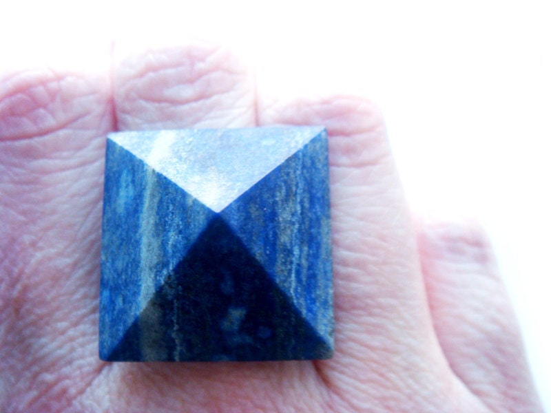 Blue Lapis Lazuli Pyramid Ring