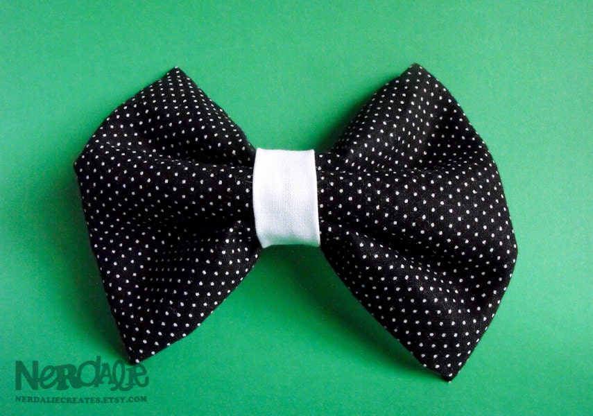 Large Black Polka Dot Hair Bow - Ready to Ship