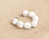 White Fabric bead Bracelet bridesmade bracelet wedding bracelet