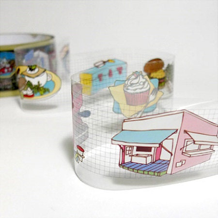 Cafe Illustration Adhesive Tape (1.6in)