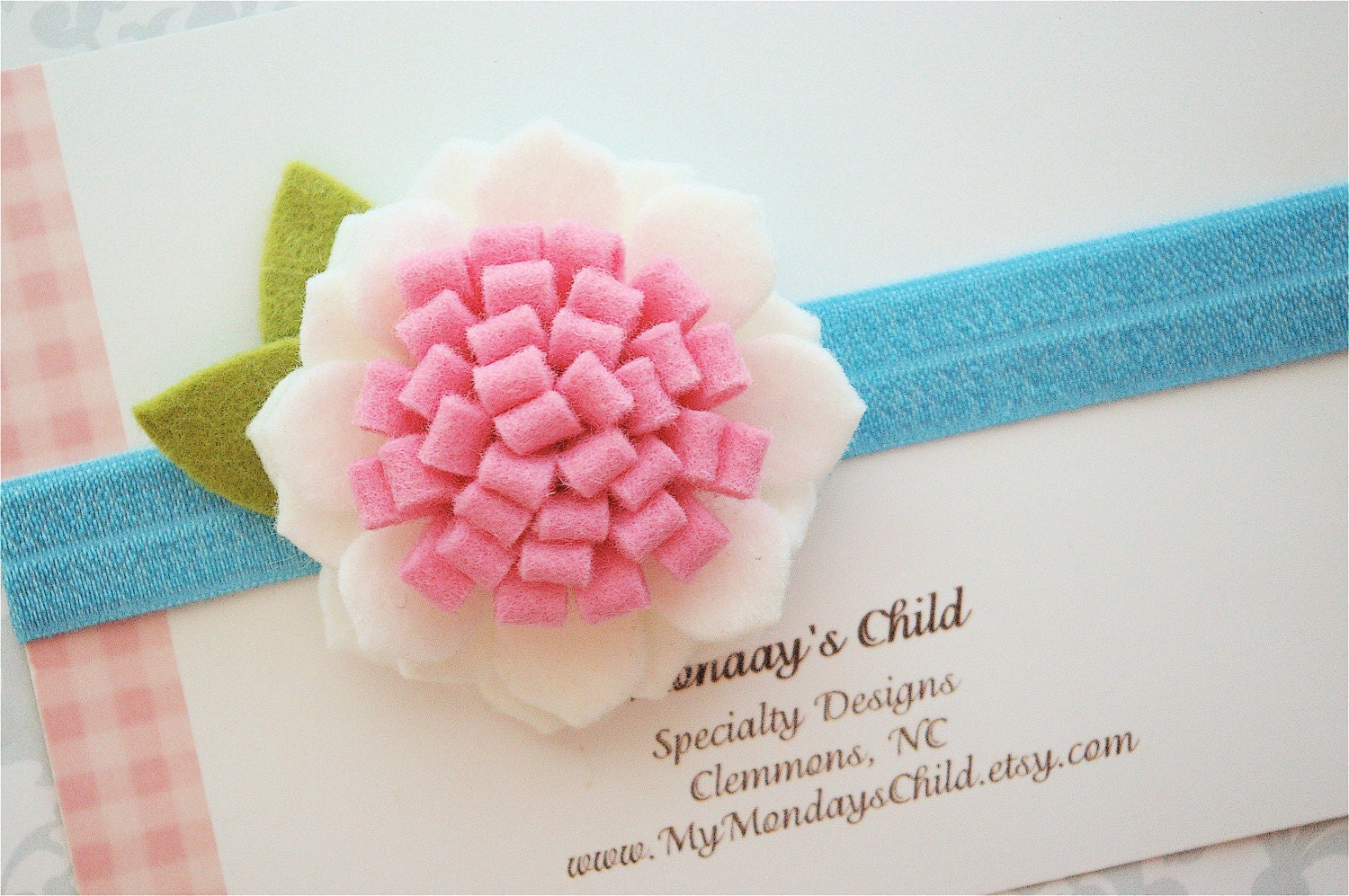 Felt Flower Headband in Pink and Turquoise - Baby Headband, Baby Girl Headband, Toddler Headband, Girls Headband