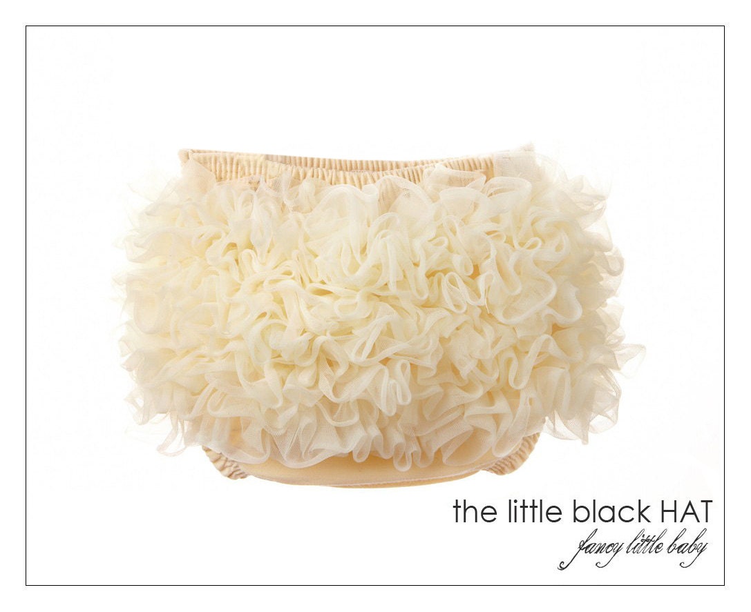Cream Ruffle Diaper Cover Ruffled Bloomers - Ruffles Made With NO FRAY Nylon Chiffon