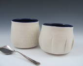Whiskey Rocker Blue and White Cups Tumblers Wheelthrown Set of 2, Handmade by Licia Lucas Pfadt