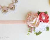 Peaches and cream, flower headband for all ages