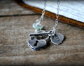 Initial, Birthstone necklace, Personalized Necklace with Lock and Key