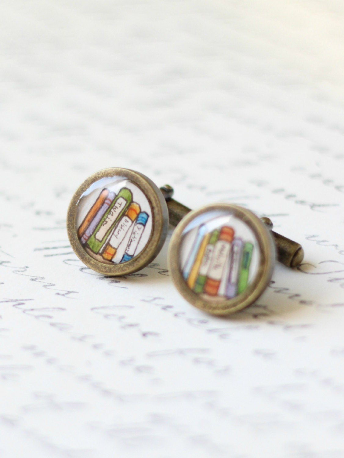 Bookends cuff links, father's day gift, men's accesory, book reader's cufflinks, for him, one of a kind