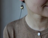 Black leaves dipped in "gold" earrings - ceramic and oxidized sterling silver