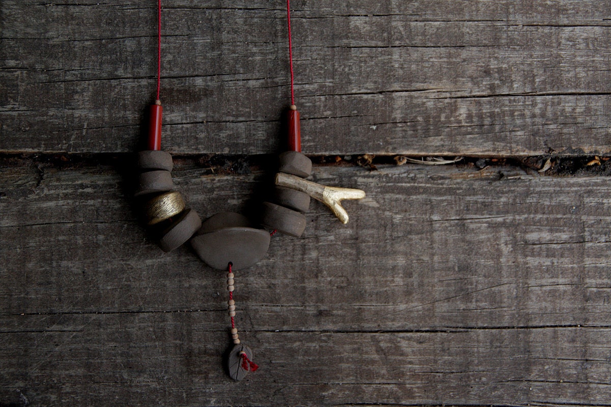 Tibet -  native inspired ceramic necklace - made to order