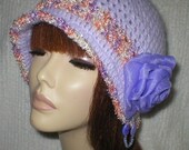 20% Off Sale Crochet  Women Teens Lavender Mother Of Pearl 1920's Cloche Flapper Hat