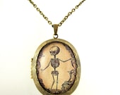 Anatomy Necklace Altered Art Skeleton Locket Gothic Necklace Cameo Necklace Whimsy