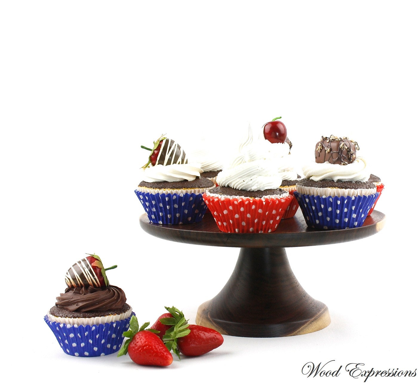 9 inch Cake Stand / Wooden Pedestal Cake Stand / Cupcake Stand
