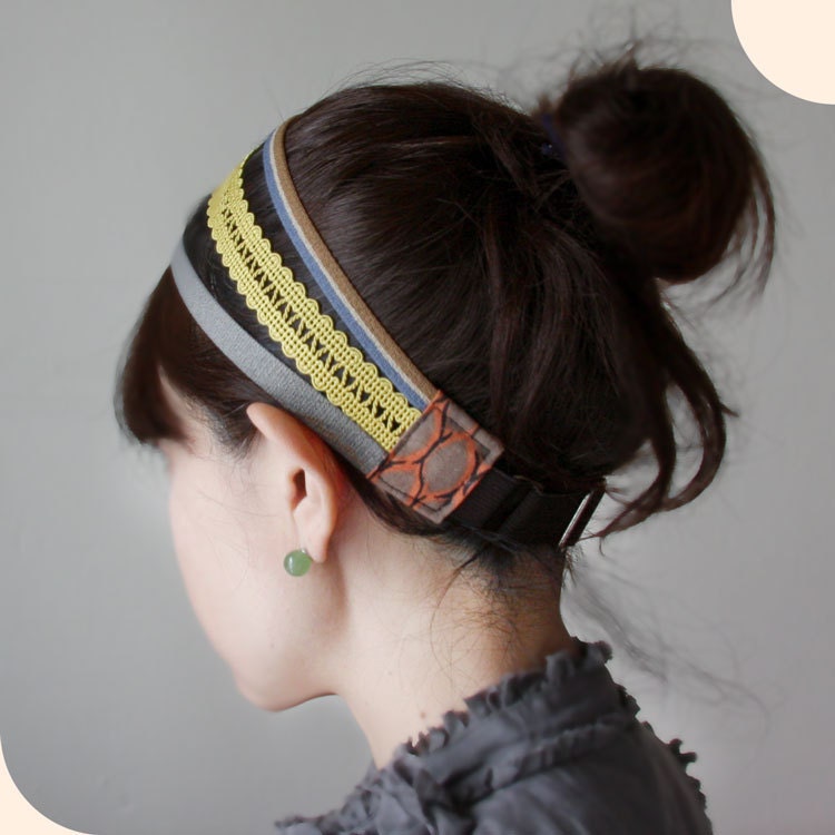 Triple headband Adjustable yellow gray