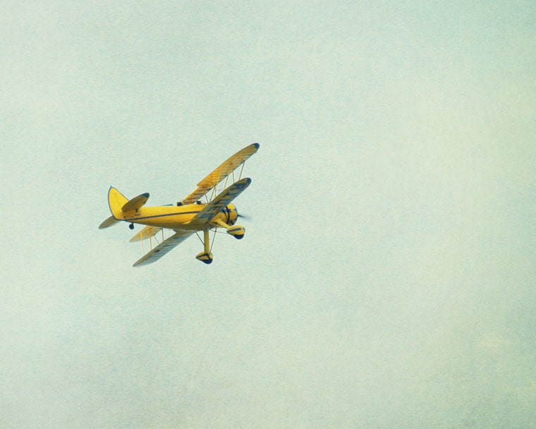 boy nursery airplane photo yellow aqua blue aviation airplane baby boy nursery art 8x10 photograph