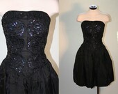 Strapless Lace & Sequin Vintage Party Dress Cocktail Dress Prom Dress Mini Dress