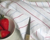 Gourmet Chef Kitchen Towel, Hand Woven, Red White & Blue Stripe Cotton, Beach Cottage, Farmhouse, Spring Summer Home Decor, Americana