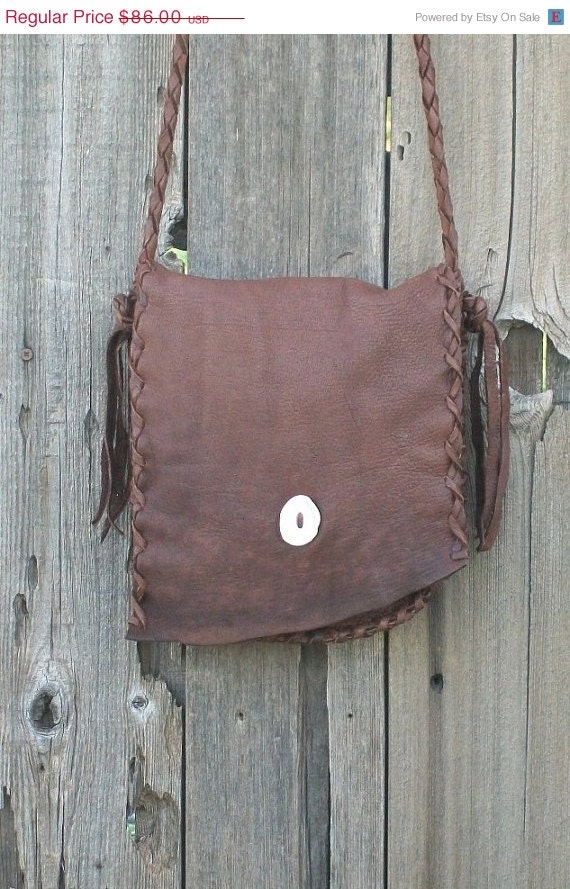 Crossbody leather handbag Brown Leather Purse Buckskin Handbag