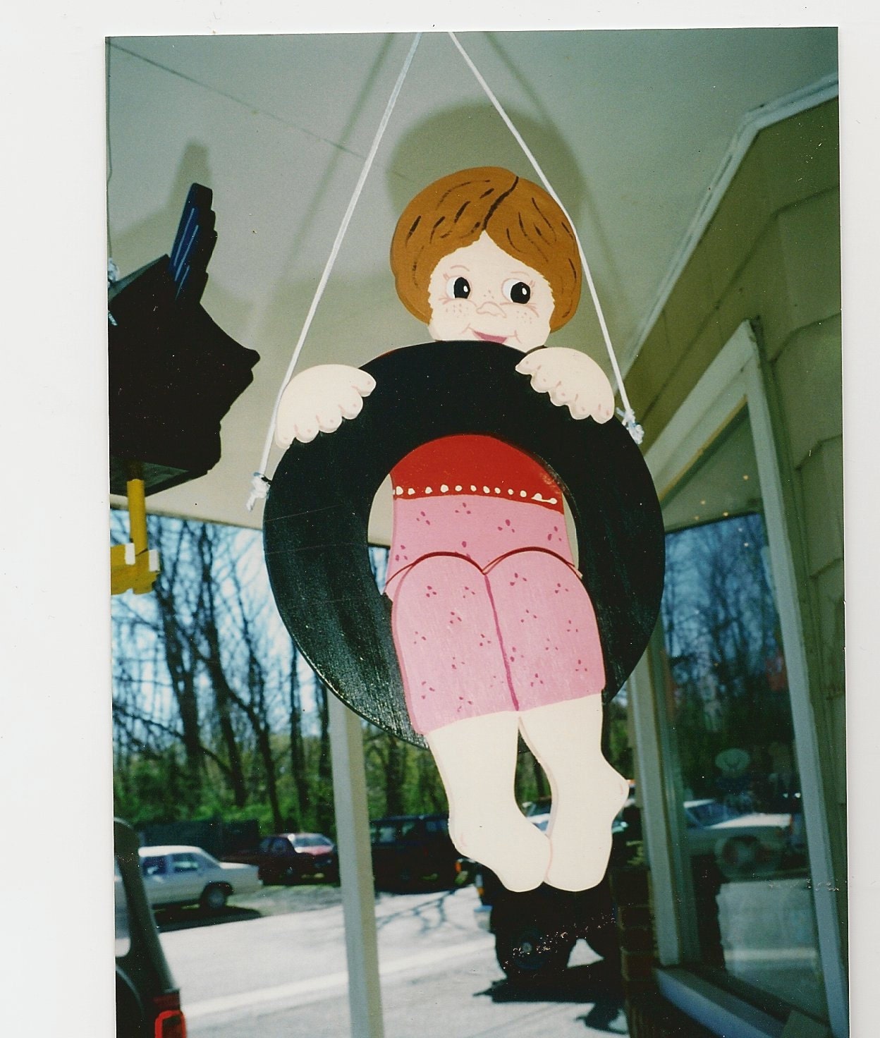 Handmade custom painted "Girl on a Tire Swing"