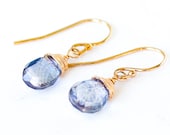 Periwinkle Drops - Single Drop Quartz and 14k Gold Filled Earrings