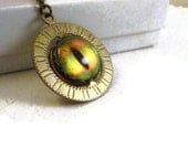 Dragon Eye Necklace Steam Punk Jewelry Antique Gold Eyeball Necklace Vintage Style Long Chain Steampunk Jewelry