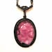 Pink and Black Gothic Necklace Pink Flower Brass Black Gothic Jewelry - Hydrangea