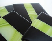 COASTERS - Ebony Bamboo Stripe Fused Glass Coasters - Set of 4