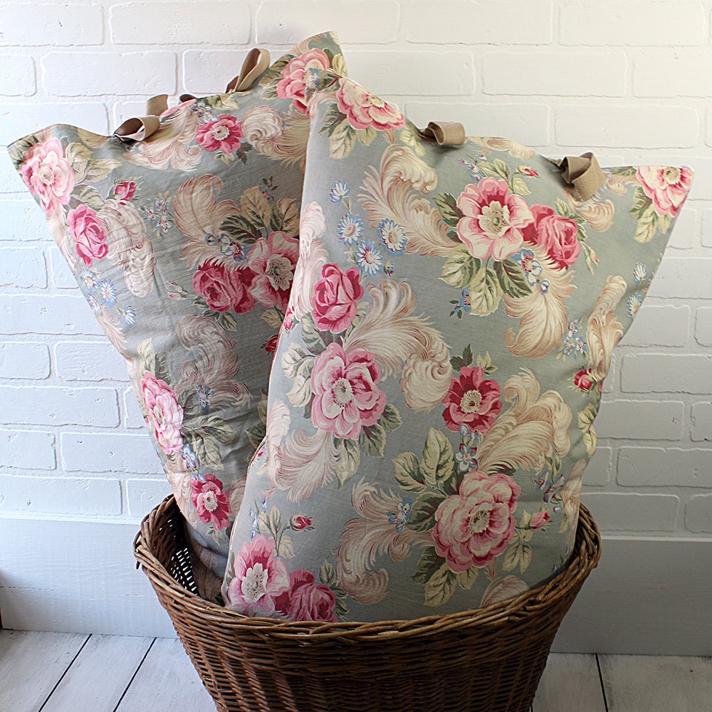 Cottage Chic Pillow Cover from Vintage Rose Floral Curtain Panels
