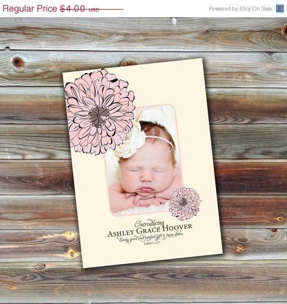 ON SALE 0216 Baby Birth Announcement Photoshop PSD Photo Card Template for Photographers - Girl Vol 15, 1 of 3 - Exact Size, Millers, Whcc