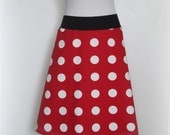 polka dot spot on red print skirt from Wanderlust by Miss Fancypants - heavier weight 100% cotton