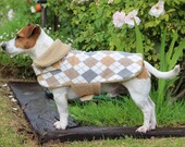 Tan  Fleece Argyle Dog Jacket