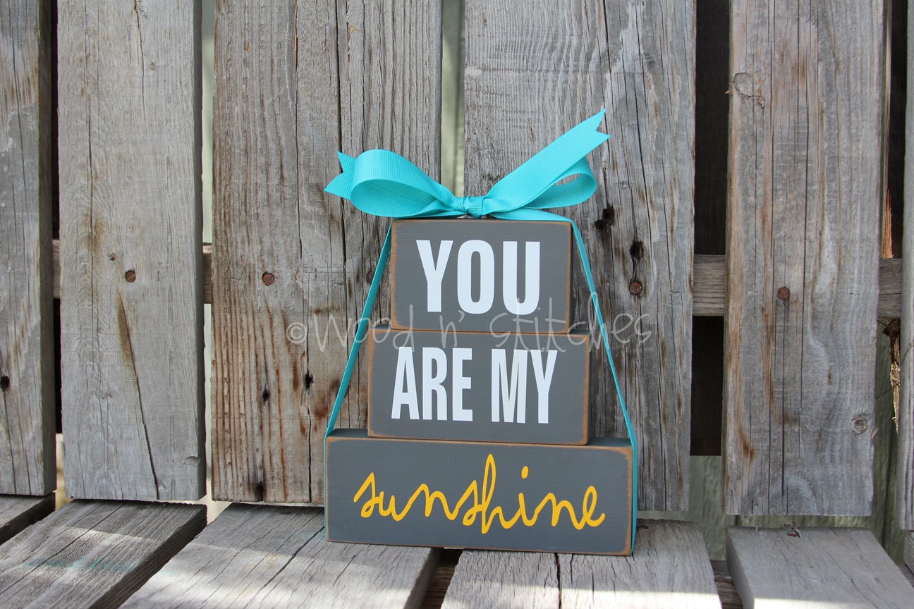 You are my SUNSHINE wood Block set nursery kids room home decor personalized gift