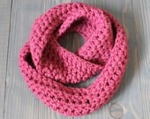 Crochet Infinity Scarf-Raspberry