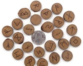 Natural Scottish Oak wood Rune Set Elder Futhark (Hand Carved) With Manual & Pouch