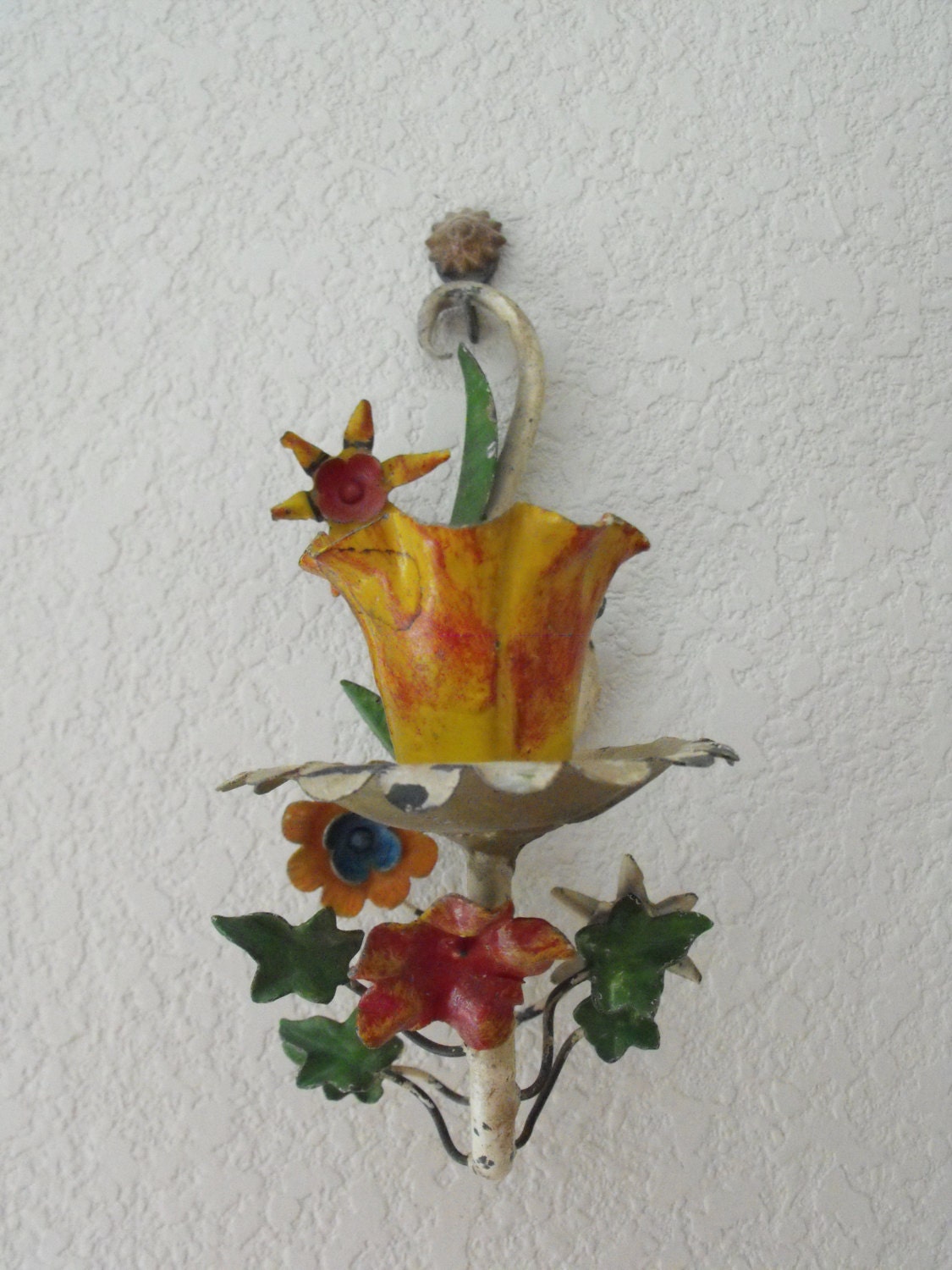 Vintage iron cottage chic hanging candleholder