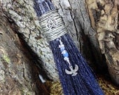 Altar Broom, Midnight Blue Isis Altar Besom, Witchcraft, Wicca, Paganism, Purification, Pentacle Besom,Witches Besom