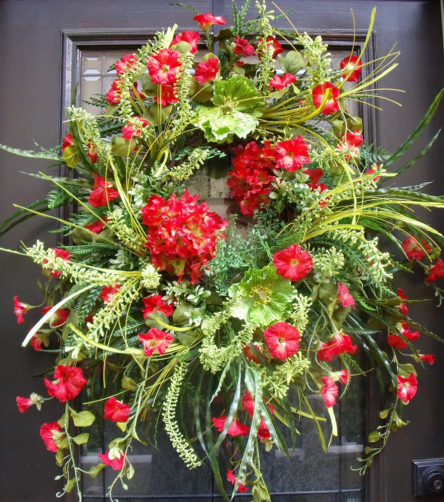 Summer Wreath Red, Woodsy Wreaths, Wild Greenery Wreath, Custom Door Wreaths, Wreaths For The Door