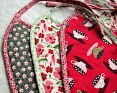 Baby Bib Set of Three with Tie Fasteners and Bias Trim for Baby Girls