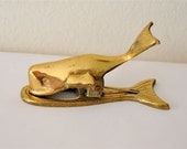 Vintage Nautical Brass Whale Letter Holder/ Paper Weight