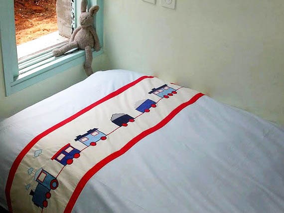 Applique bedding set for kids Boys Room Birthday Gift Custom Made  Bedlinen twin-duvet cover w/ pillow case - Train