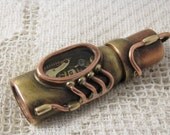 Steampunk USB flash drive with glowing glass windows. 32 GIG. Copper, brass, watch parts and glass. Waterproof.