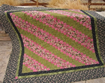 Handmade Quilt, Throw Quilt, Wall Quilt, Floral Patchwork Quilt