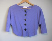 Cropped Top Dolman Vintage Shirt Purple Polka Dots Medium