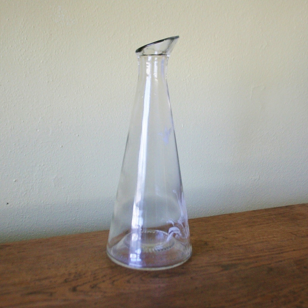 Vintage Glass Decanter or Vase - Ducks - Jim Beam