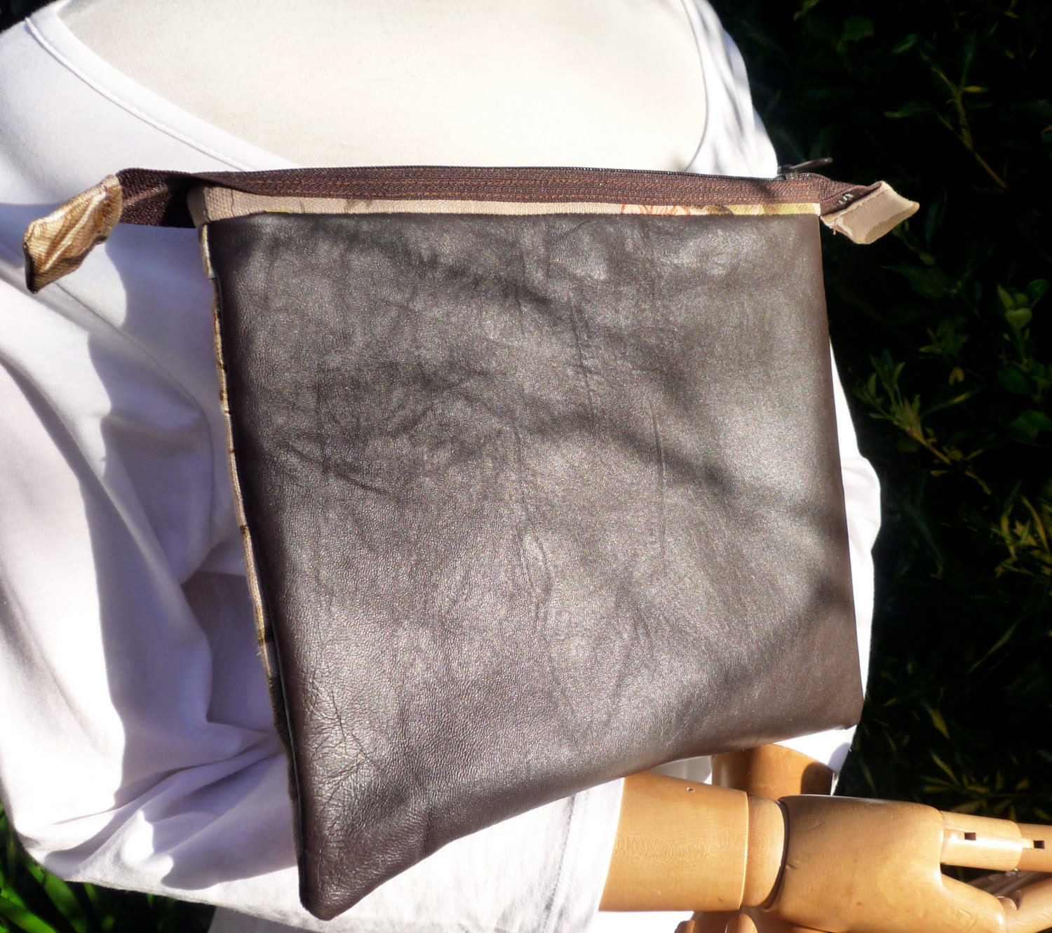 Chocolate Leather and Cotton iPad Case
