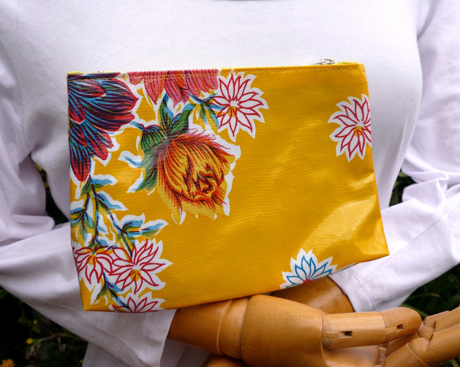 Yellow Oilcloth Makeup bag