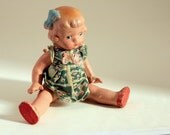 Antique Bisque Small Doll Original Dress 1930s Japan