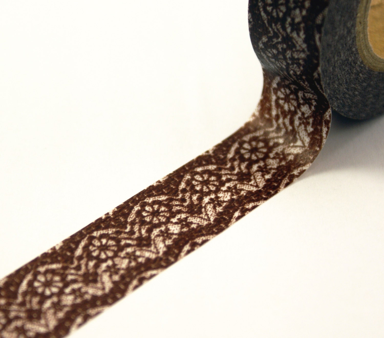 BROWN Ornate Fancy Lace Trim Washi Masking Tape-16.5 YARDS