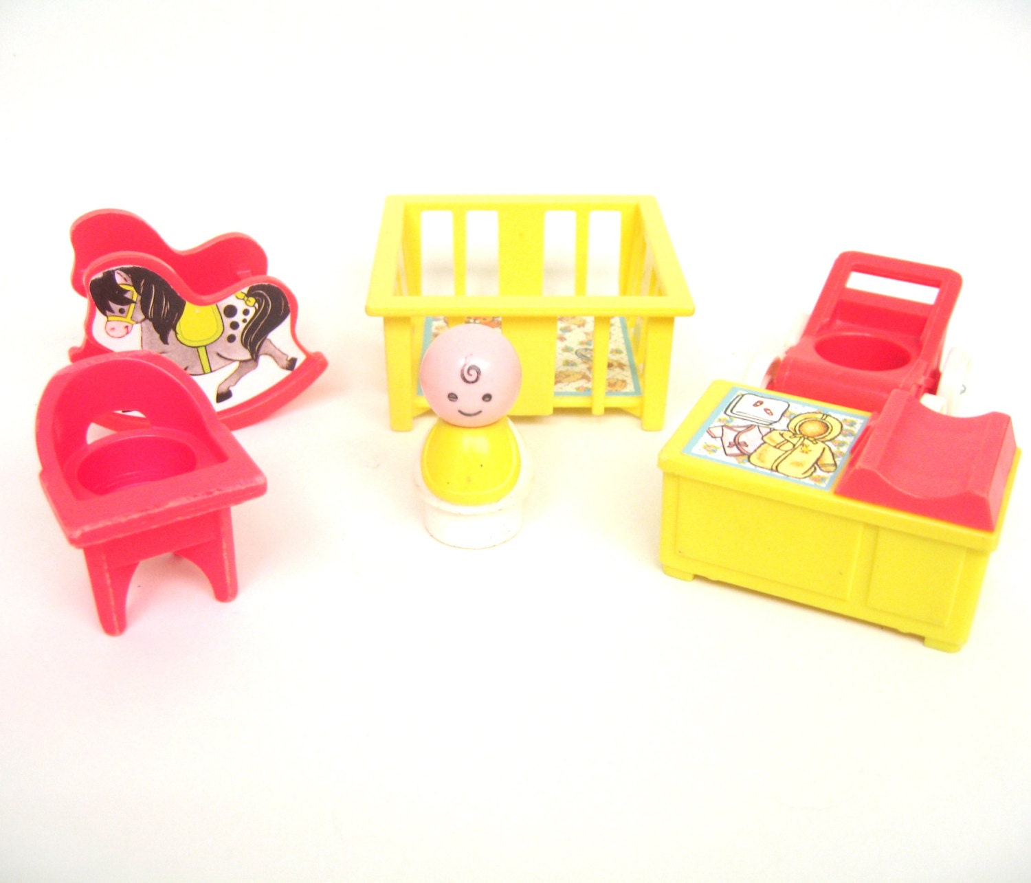 Vintage Fisher Price Nursery Pieces and Baby