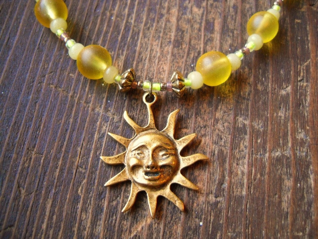 Sunshine/Sol/Sun/Beltane/Summer Solstice/Pagan Necklace by TheReflectivePause.etsy.com